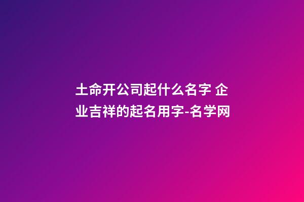 土命开公司起什么名字 企业吉祥的起名用字-名学网-第1张-公司起名-玄机派